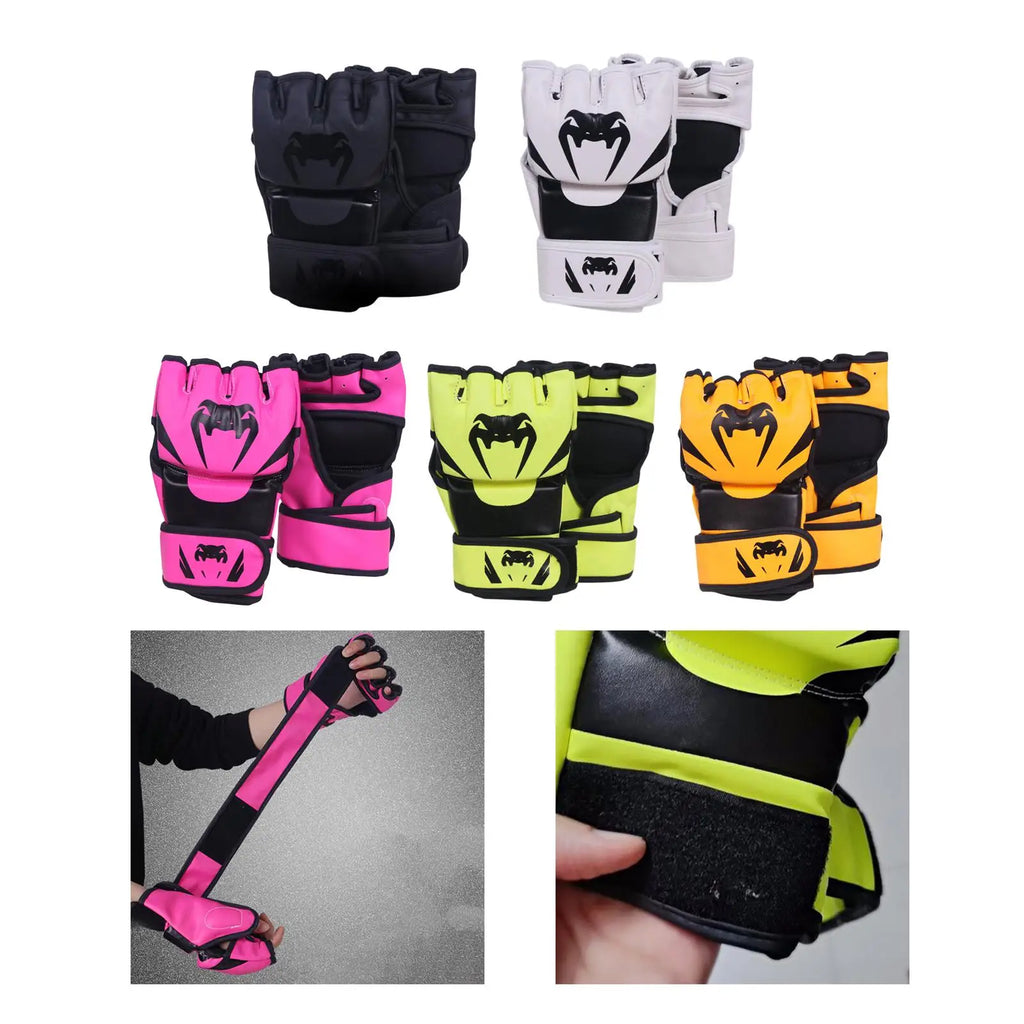 Mma Gloves Sparring Gear PU Leather Pressure Resistant Waterproof Kickboxing Gloves for Unisex Adult Women Men Workout