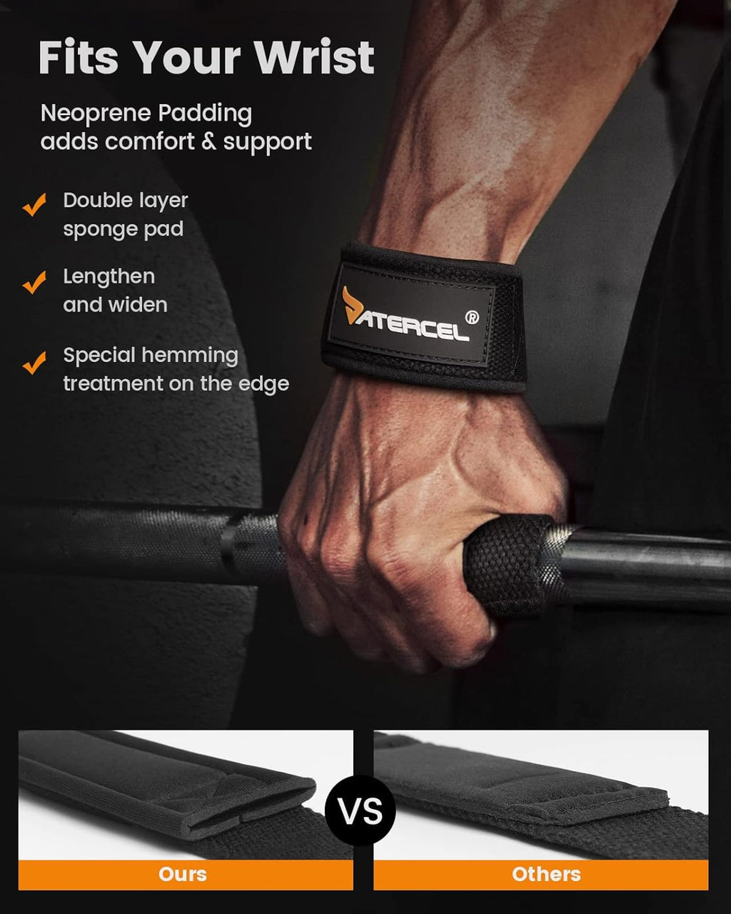 Pro Gym Reaper Lifting Straps, Black, 2.5Mm Thick & Reinforced Stitching for Deadlifts & Pull-Ups