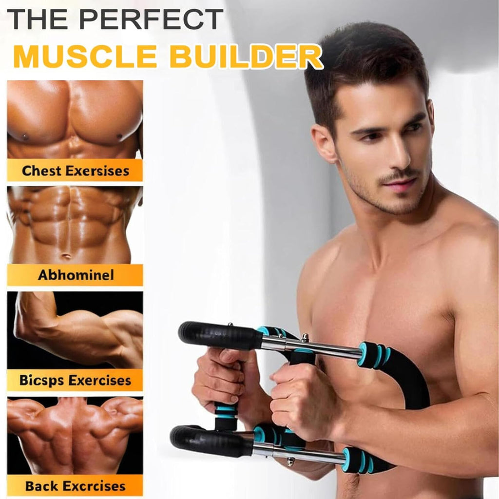 Twister Arm Trainer - Adjustable Forearm Strengthener, Arm Exercise Equipment, Chest Workout Equipment, Portable Spring Resistance for Home Workout Equipment (Blue)