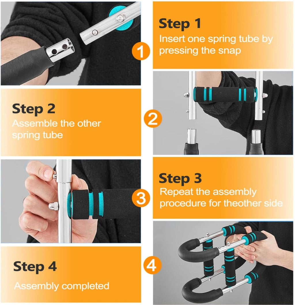 Twister Arm Trainer - Adjustable Forearm Strengthener, Arm Exercise Equipment, Chest Workout Equipment, Portable Spring Resistance for Home Workout Equipment (Blue)