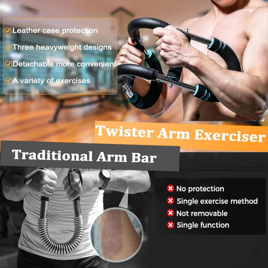 Twister Arm Trainer - Adjustable Forearm Strengthener, Arm Exercise Equipment, Chest Workout Equipment, Portable Spring Resistance for Home Workout Equipment (Blue)