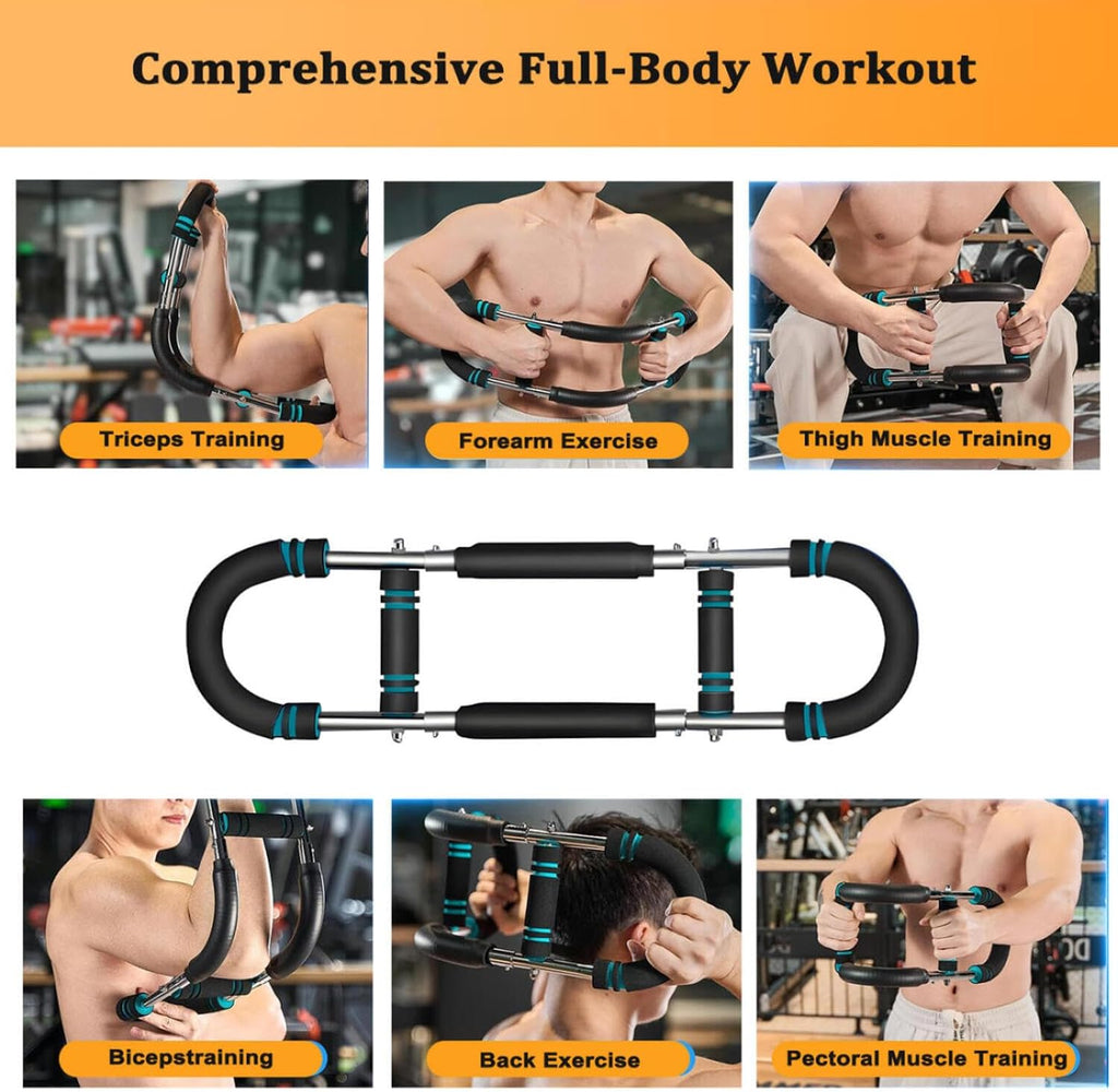 Twister Arm Trainer - Adjustable Forearm Strengthener, Arm Exercise Equipment, Chest Workout Equipment, Portable Spring Resistance for Home Workout Equipment (Blue)